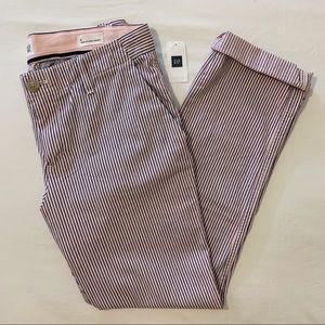 Gap Girlfriend Chino Pink and Blue Railroad Stripe